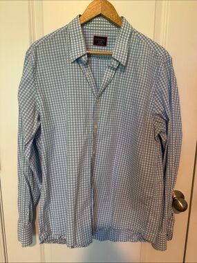 UNTUCKit Blue and White Gingham Button-Down Shirt XL slim fit
